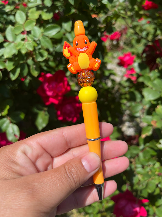 Orange Fire Beaded Pen